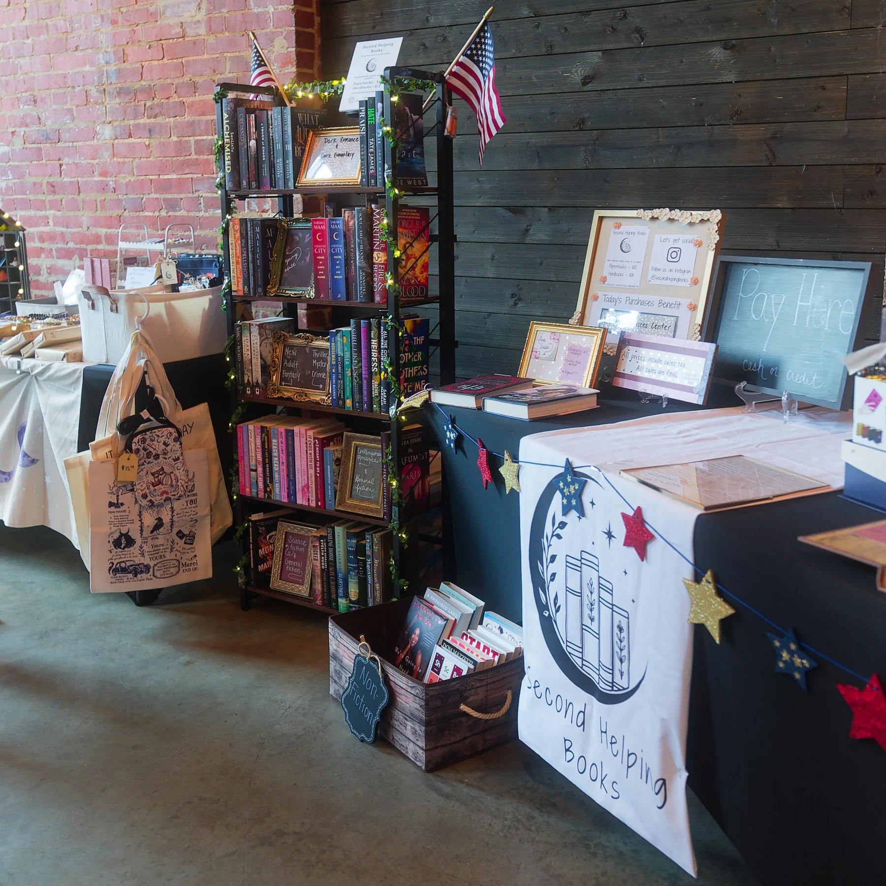 Second Helping Books display at a local pop-up